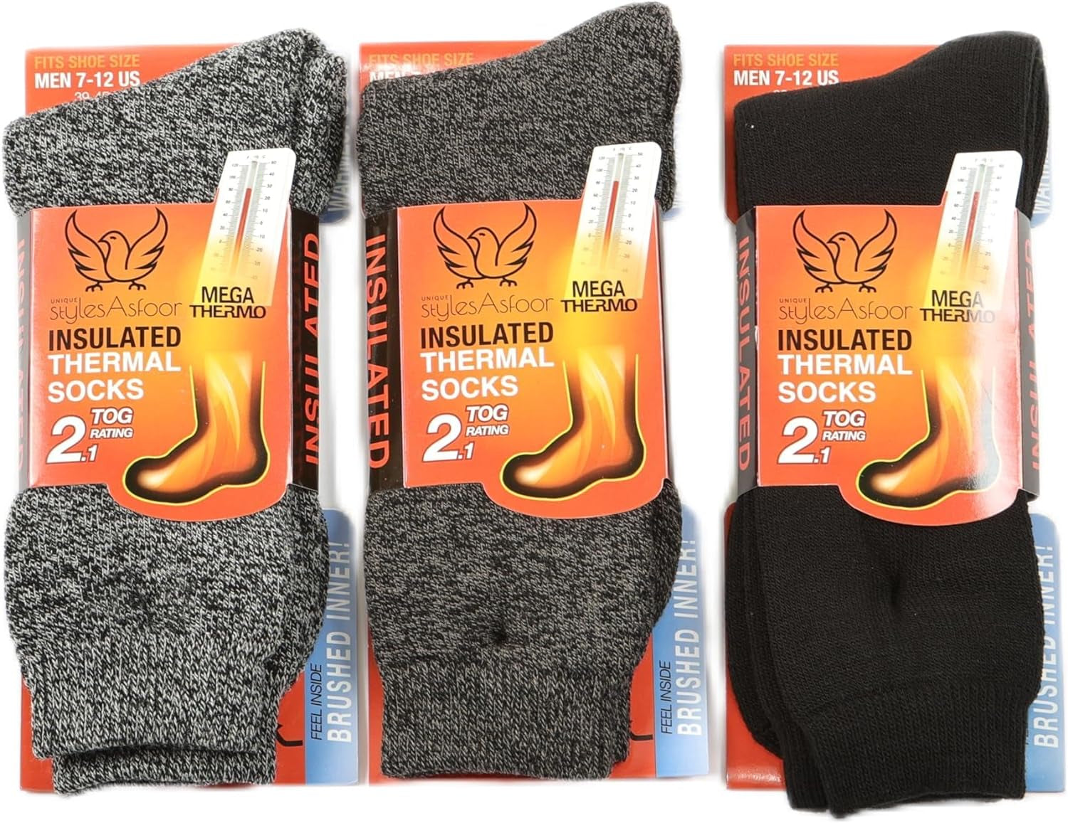 3 Pack Thermal Heated Hiking Socks for Men, Thick Warm Winter Socks for Outdoors