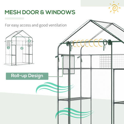 56" X 29" X 77" Small Walk-In Greenhouse W/3 Tier Shleves, Windows