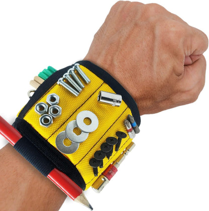 Magnetic Wristband with 20 Strong Magnets for Holding Screws, Nails, Drill Bits. Best Unique Tool Gift for Men, Father Dad, DIY Handyman, Husband, Boyfriend, Him, and Women, Yellow