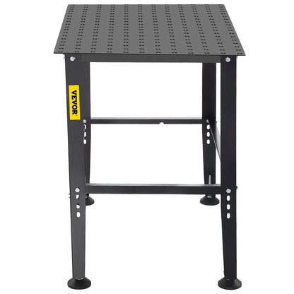 VEVOR Welding Table, 36" X 24" Adjustable Workbench, 0.12" Thick Industrial Workbench, 600Lb Load Capacity Metal Workbench, Heavy Duty Carbon Steel Welding Table, Gray Steel Work Table W/ Accessories