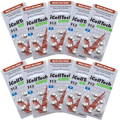 10 Packs (60 Batteries)  Size 312 Hearing Aid Batteries! 60 Batteries