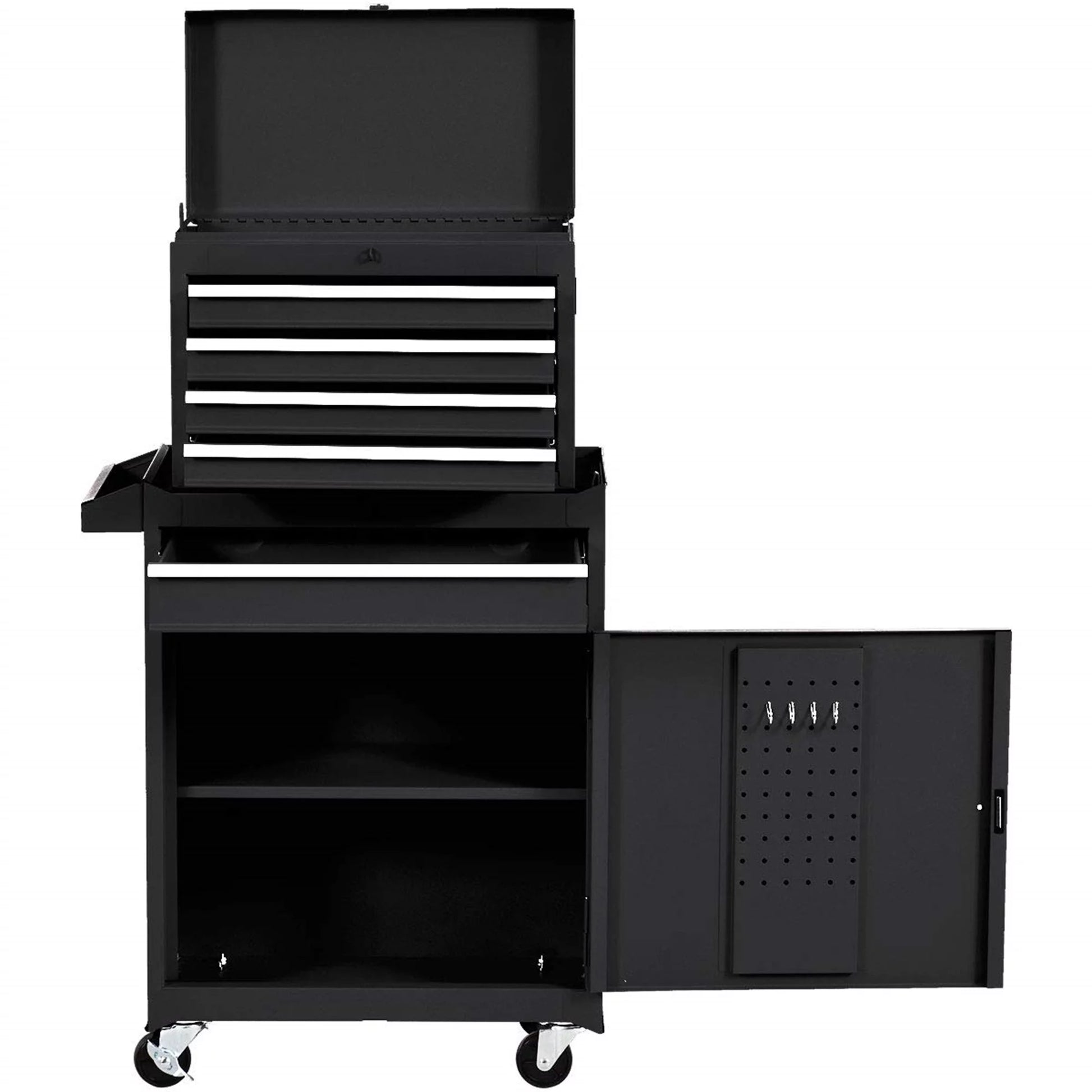 Tool Chest, 2 in 1 Steel Rolling Tool Box & Cabinet on Wheels for Garage, 5-Drawer, Black