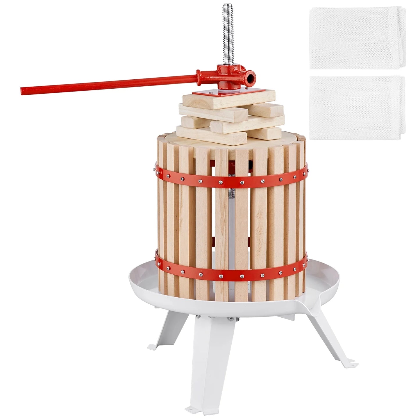 Fruit Wine Press Manual Press for Wine Making 3.2Gal/12L Solid Wood Basket