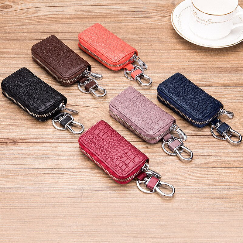 Mini Key Holder for Car Keys Wallet Pouch Bag Premium Leather Keychain Housekeeper Car Key Case Unisex Organizer Key Pouch Purse