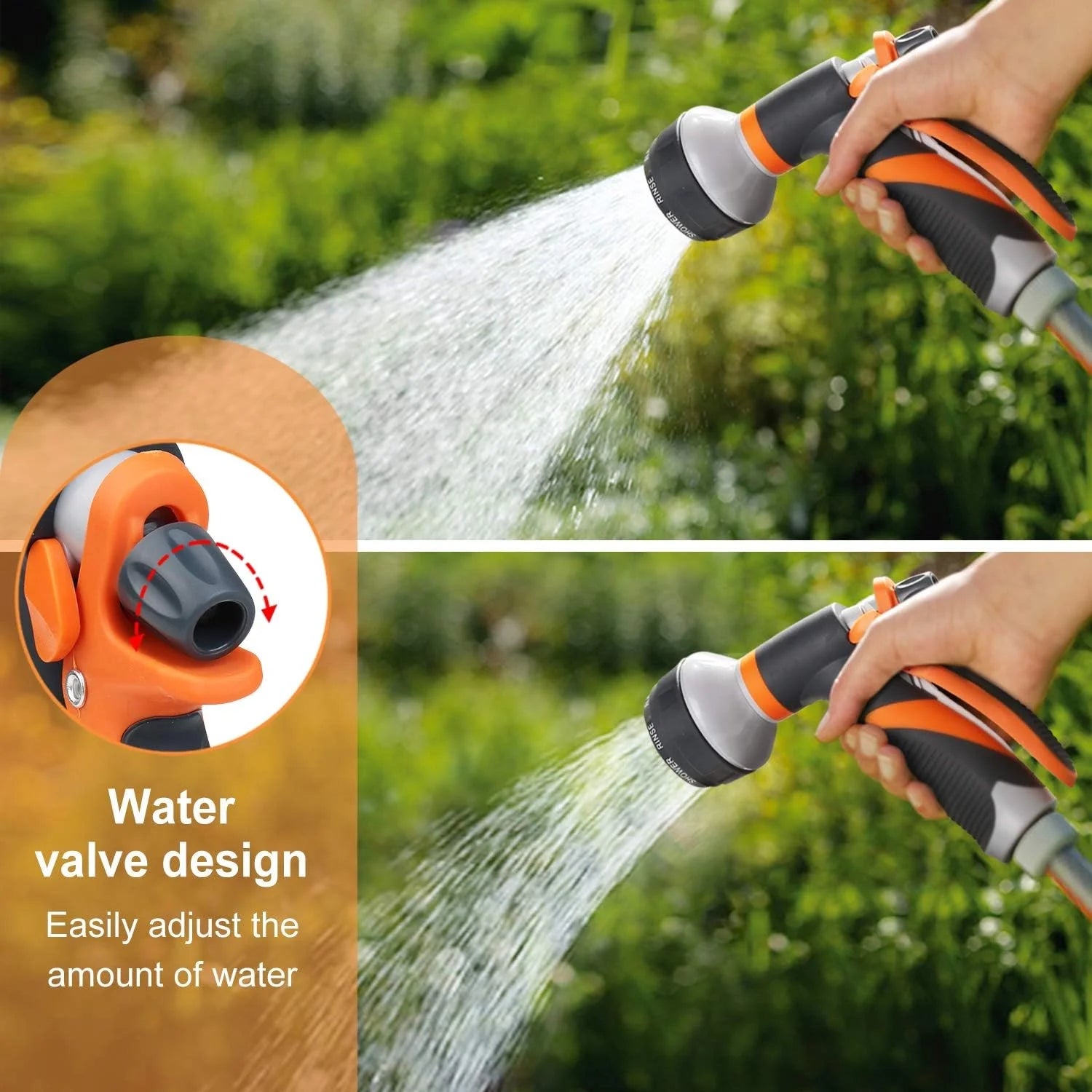 Sevenlady Hose Nozzles for Lawn & Garden, Heavy-Duty Multi-Function Water Hose Nozzle, 8 Spray Patterns for Watering Plants, Cleaning Cars, Showering Pets