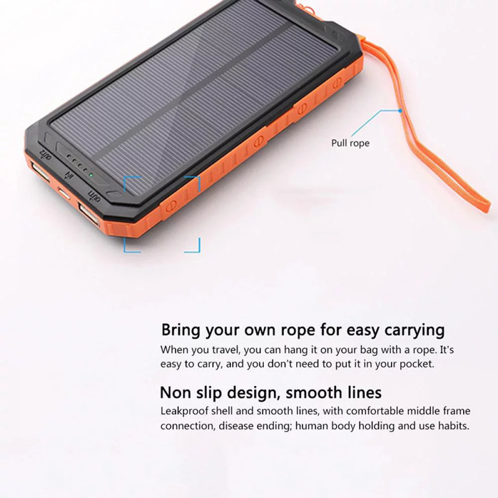 Waterproof 600000Mah Dual USB Portable Solar Battery Charger Solar Power Bank for Iphone, Mobile Cell Phone