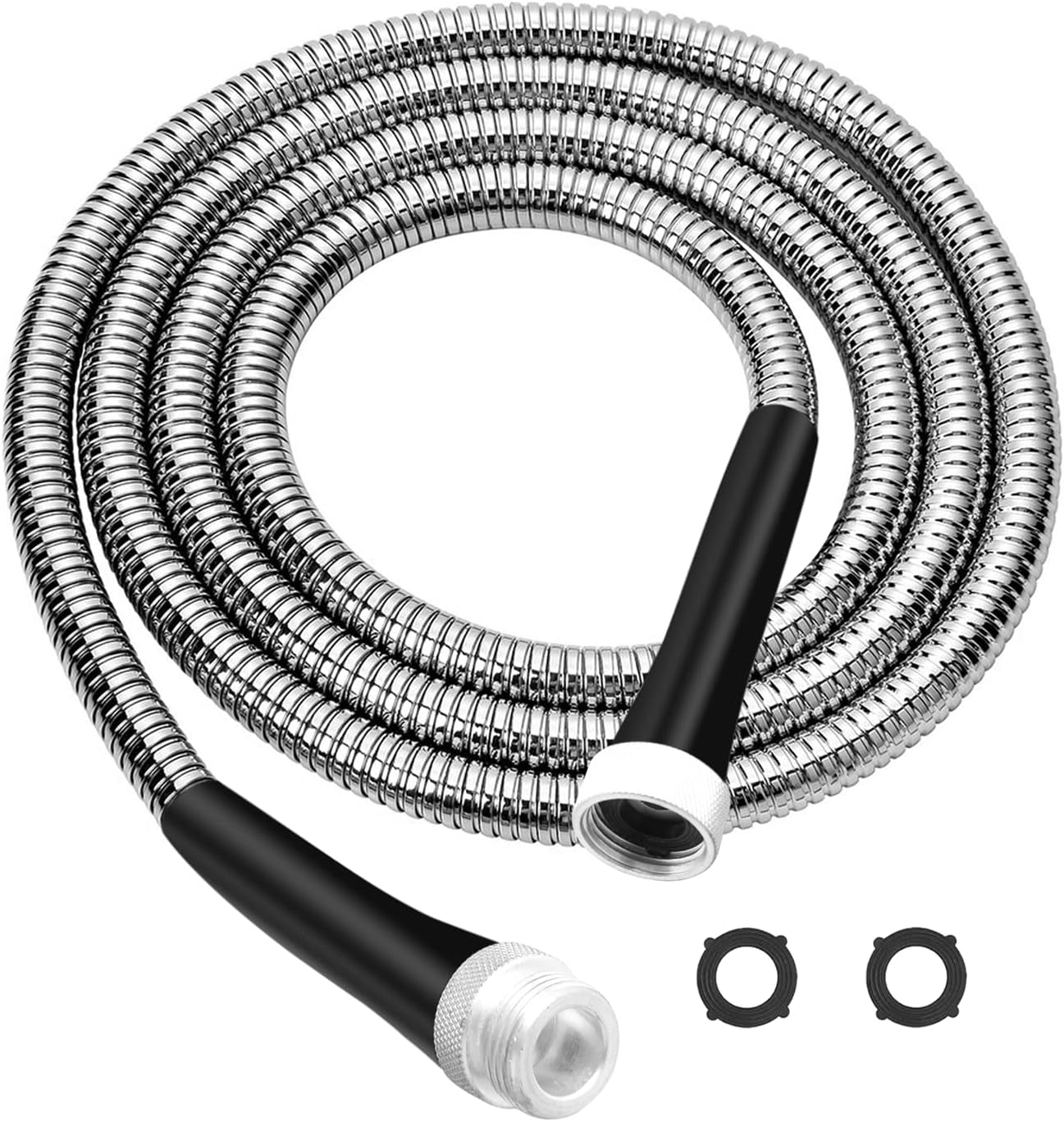 10Ft Metal Garden Hose, Heavy Duty 304 Stainless Steel Water Hose Extension, Flexible, Lightweight, Kink & Tangle Free, Rust Proof, High Pressure, Easy to Store for Yard, Outdoor, Rv(No Nozzle)