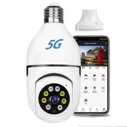 5G Wifi Surveillance Camera, E27 Light Bulb Camera, Wireless Waterproof IP65, Automatic Human Tracking Night Vision Security Camer