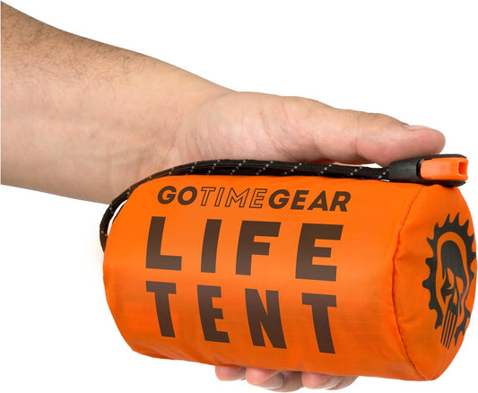 Survival Life Tent • 2 Person Mylar Emergency Shelter Tube Tent + Paracord • All-Weather Protection for Camping, Hiking, & Survival Kits • Includes Emergency Whistle