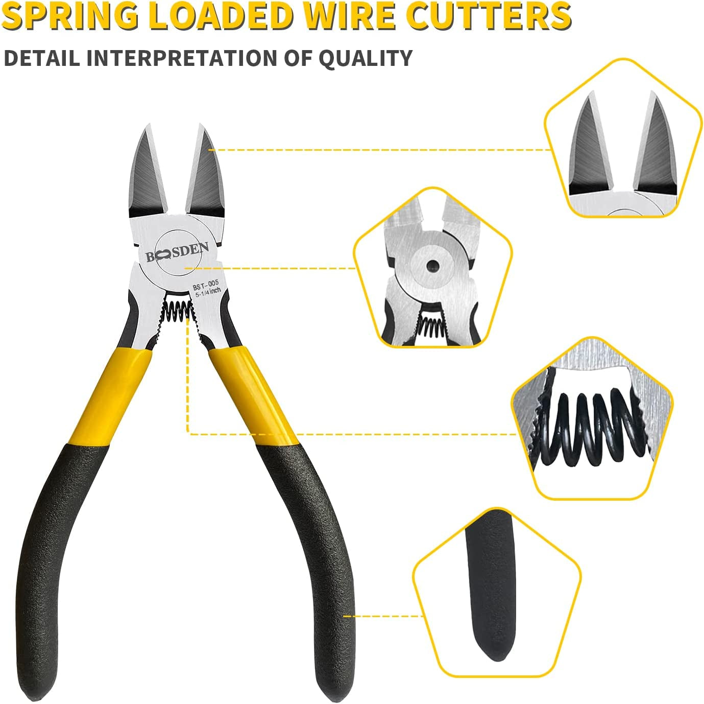 Wire Cutters,  5 Inch Flush Cutter, Dikes Wire Cutter for Crafting Electrical Jewelry Making, Precision Wire Cutter, Small Wire Cutter, Ultra Sharp Wire Clippers, Wire Snips