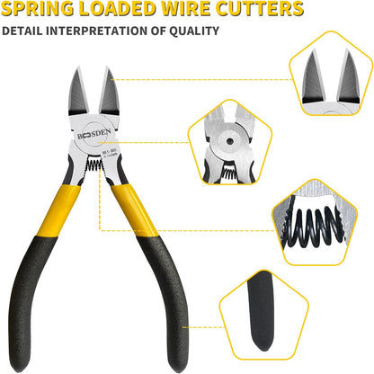 Wire Cutters,  5 Inch Flush Cutter, Dikes Wire Cutter for Crafting Electrical Jewelry Making, Precision Wire Cutter, Small Wire Cutter, Ultra Sharp Wire Clippers, Wire Snips