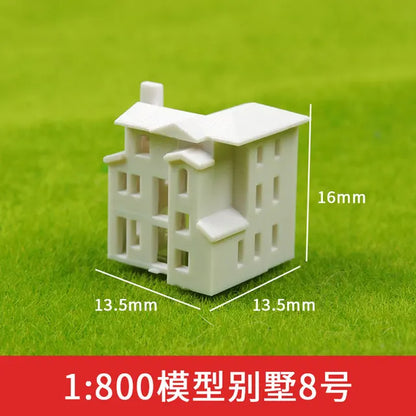 2Pcs Miniature House Miniature City Scenery 1/500 1/800 HO Scale Model Train OO Gauge Railway Accessories Model Building Diorama