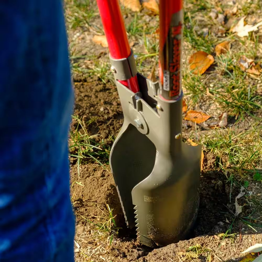 Professional title: "60-Inch Root Slayer Post Hole Digger with Carbon Steel Blades and Fiberglass Handle"