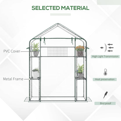 56" X 29" X 77" Small Walk-In Greenhouse W/3 Tier Shleves, Windows