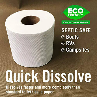 Boat and RV Toilet Paper Septic Safe Quick Dissolve for Marine and Camper Use Biodegradable and Tank Safe | Bulk 12 Pack