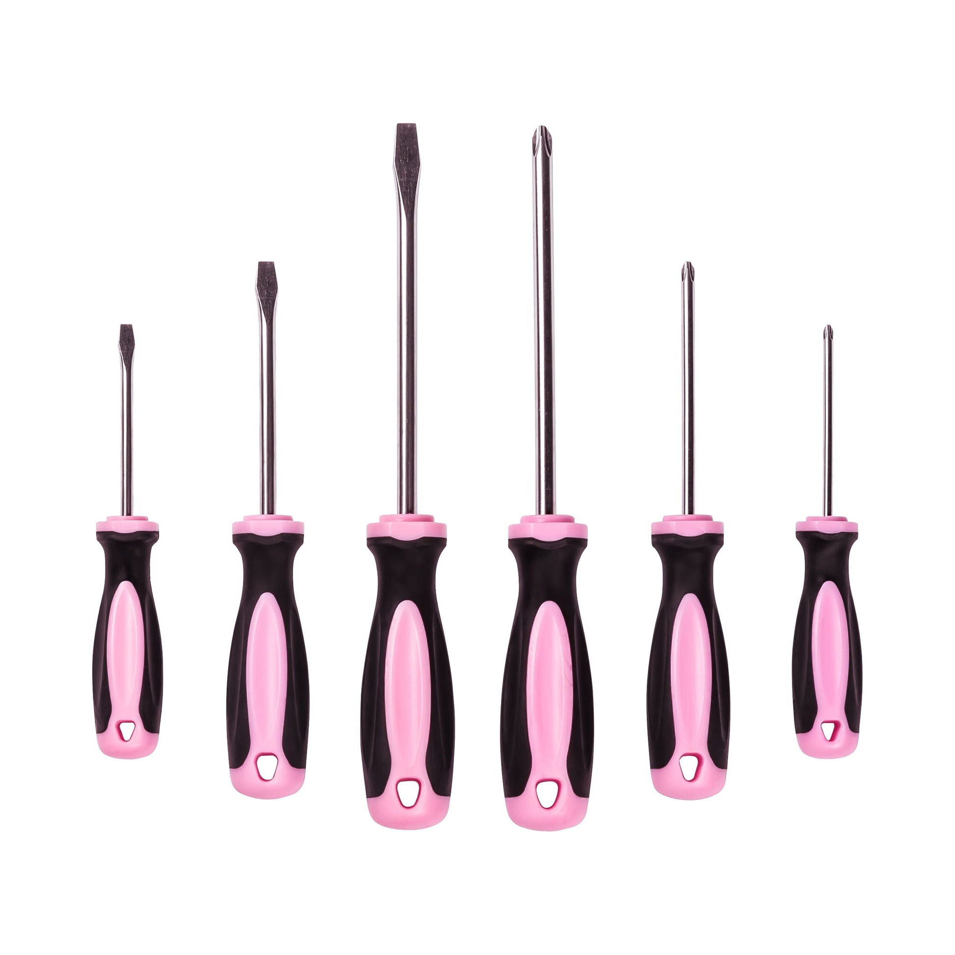 Magnetic Screwdriver Set - 6 Piece Phillips Head and Flat Head Hand Pink Tool Set for Women & Ladies - Insulated Screwdriver Kit with Magnetic Tip - Screw Drivers Set