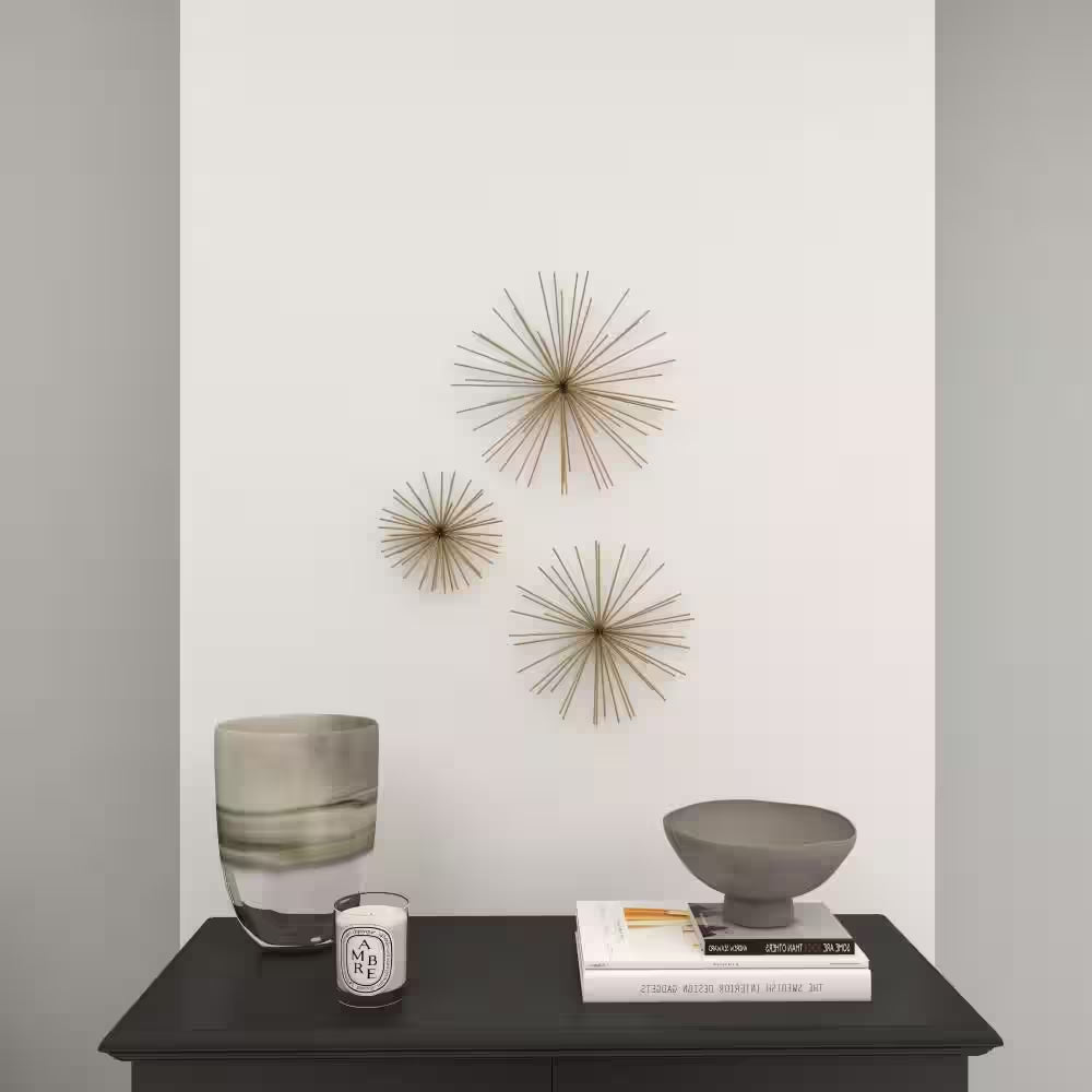 Metal Gold 3D Starburst Wall Decor (Set of 3)