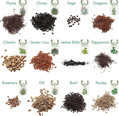 Herb Garden Seeds: > 8,000 Premium Herb Seeds, Variety Pack (12X) for Planting - Herb Set