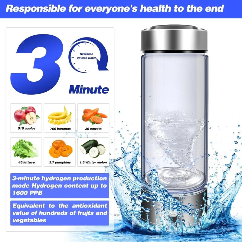 2024 Hydrogen Water Bottle,Hydrogen Water Bottle Generator,3Min Quick Electrolysis,Suitable for Travel,Exercise,Gift for Love