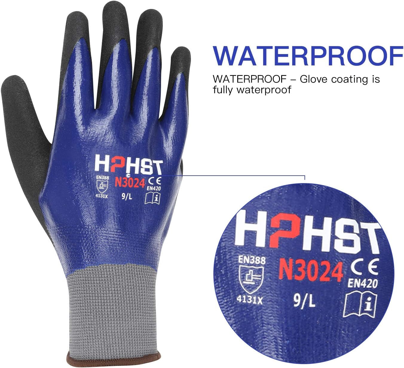 Waterproof Work Gloves,Winter Work Gloves Heavy Duty Oil Resistant Gardening Gloves with Nitrile Coating