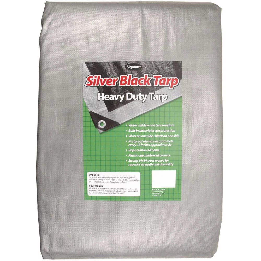 6' X 8' Silver Black Heavy Duty Tarp