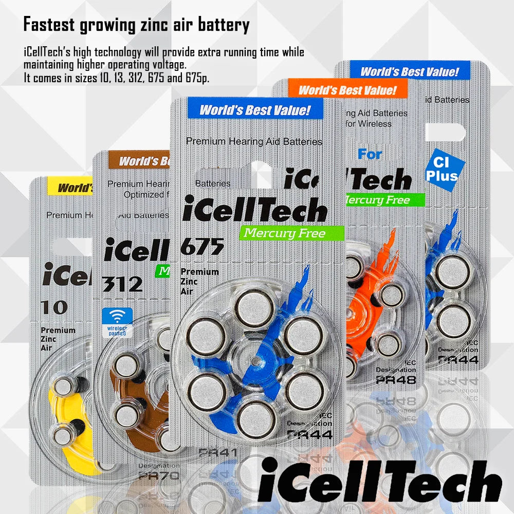 10 Packs (60 Batteries)  Size 312 Hearing Aid Batteries! 60 Batteries