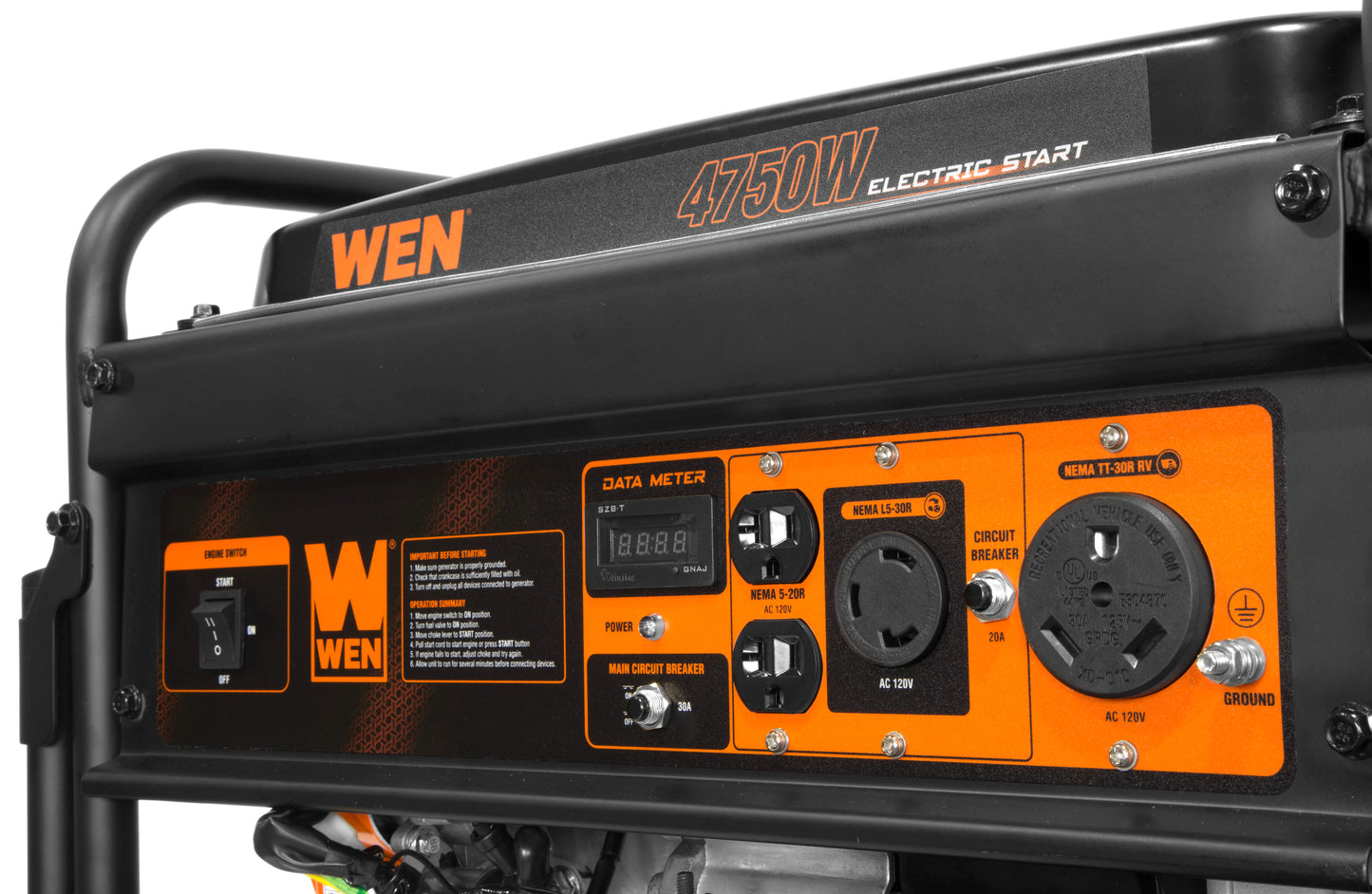 4750-Watt Portable Generator with Electric Start and Wheel Kit