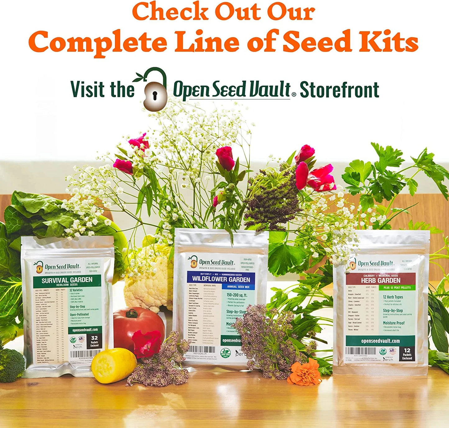 15,000 Heirloom Seeds Non-Gmo Organic for Planting Vegetables & Fruits (32 Variety Pack) - Survival Gear Food, Gardening Gifts, Emergency Supplies