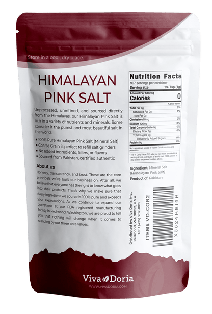 Himalayan Pink Salt Coarse Grain Crystal Sea Salt, 2 Lbs Certified Authentic Himalayan Salt for Grinder Refills