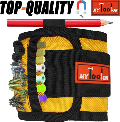 Magnetic Wristband with 20 Strong Magnets for Holding Screws, Nails, Drill Bits. Best Unique Tool Gift for Men, Father Dad, DIY Handyman, Husband, Boyfriend, Him, and Women, Yellow