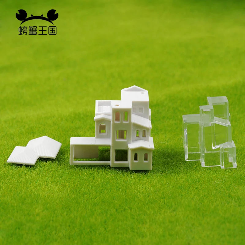 2Pcs Miniature House Miniature City Scenery 1/500 1/800 HO Scale Model Train OO Gauge Railway Accessories Model Building Diorama