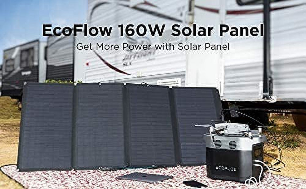 160W Portable Solar Panel for Power Station, Foldable Solar Charger with Adjustable Kickstand, Waterproof IP67 for Outdoor Camping,Rv,Off Grid System