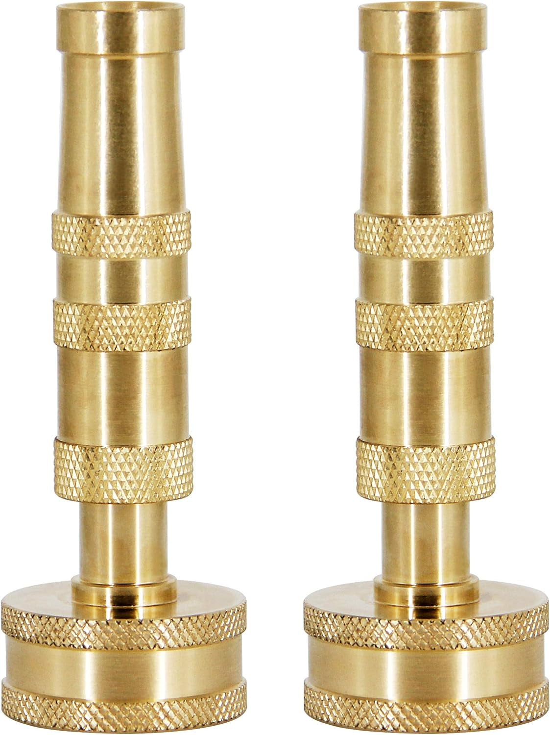 Brass Hose Nozzle, Heavy-Duty Brass Adjustable Twist Hose Nozzle, 2 Pack (3.5")