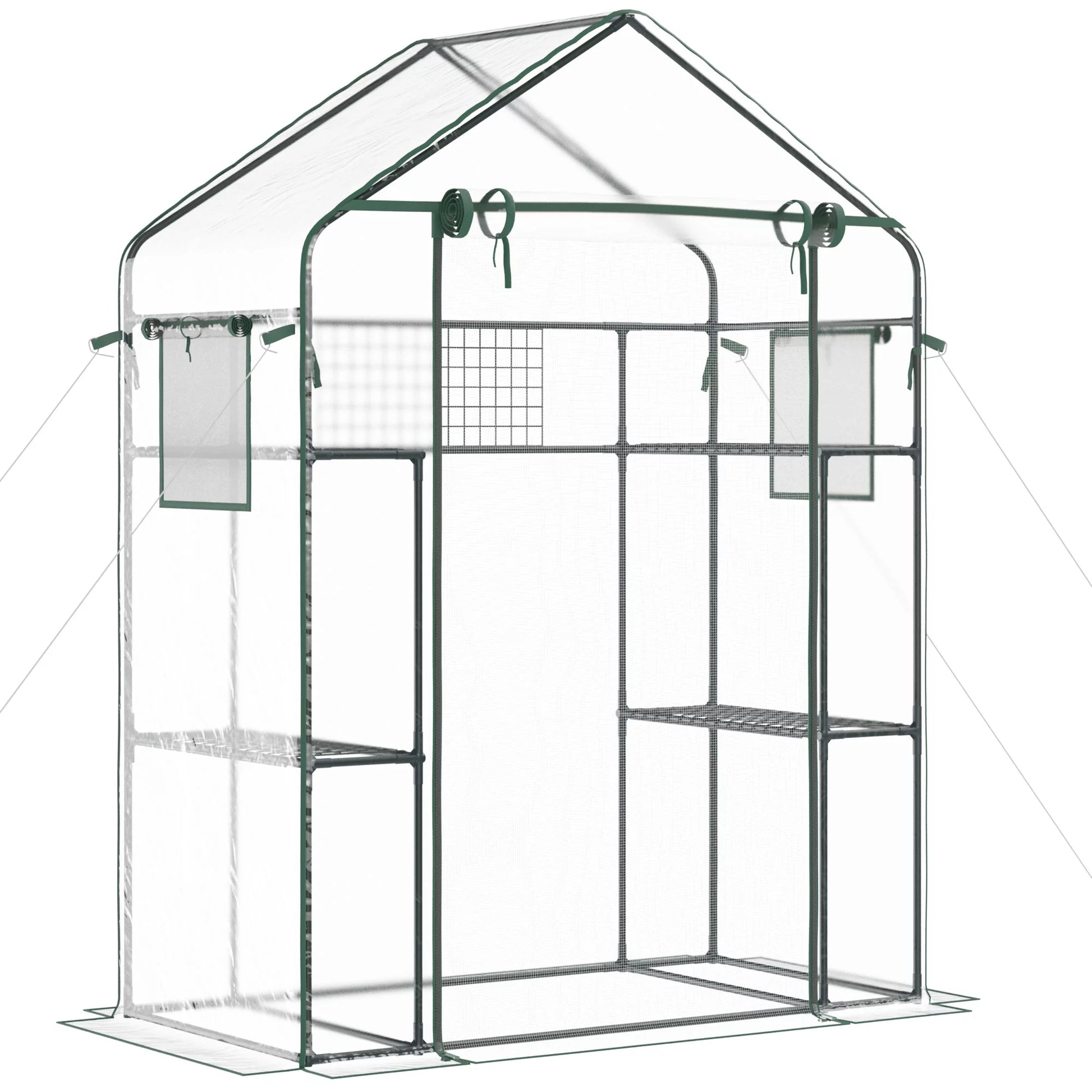 56" X 29" X 77" Small Walk-In Greenhouse W/3 Tier Shleves, Windows